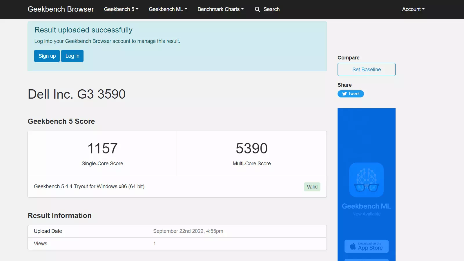 результаты DELL G3 3590 в Geekbench 5