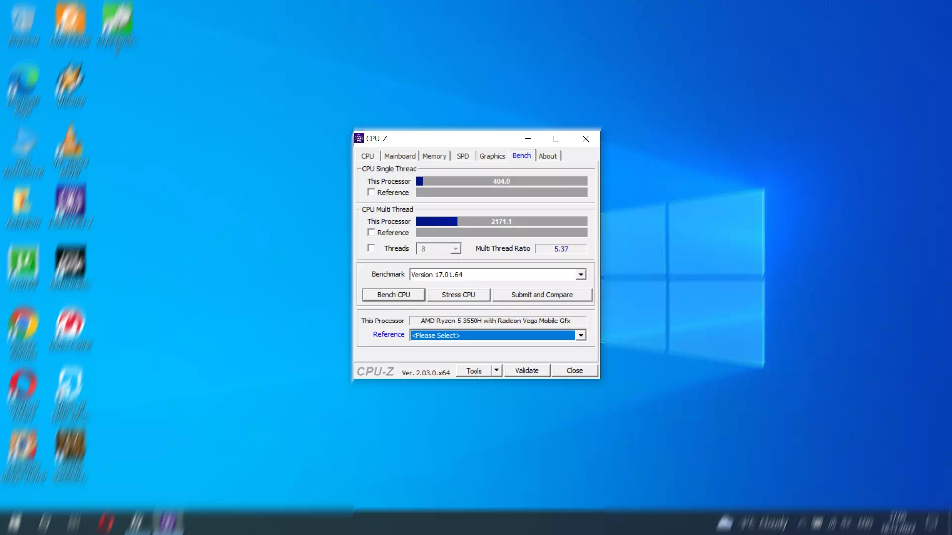результаты Asus TUF Gaming FX505DT в CPU-Z