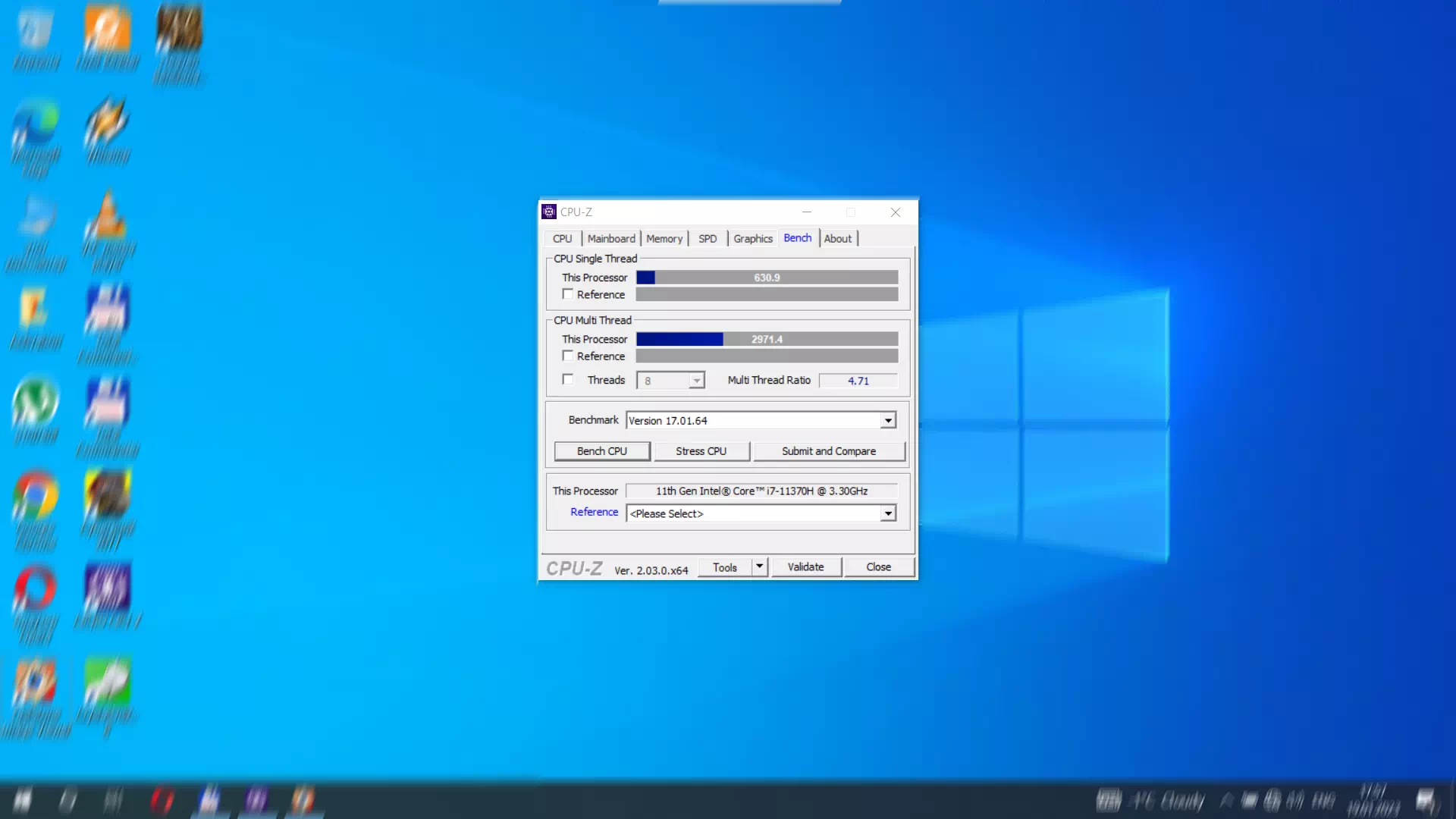 результаты Asus Dash F15 FX516P в CPU-Z