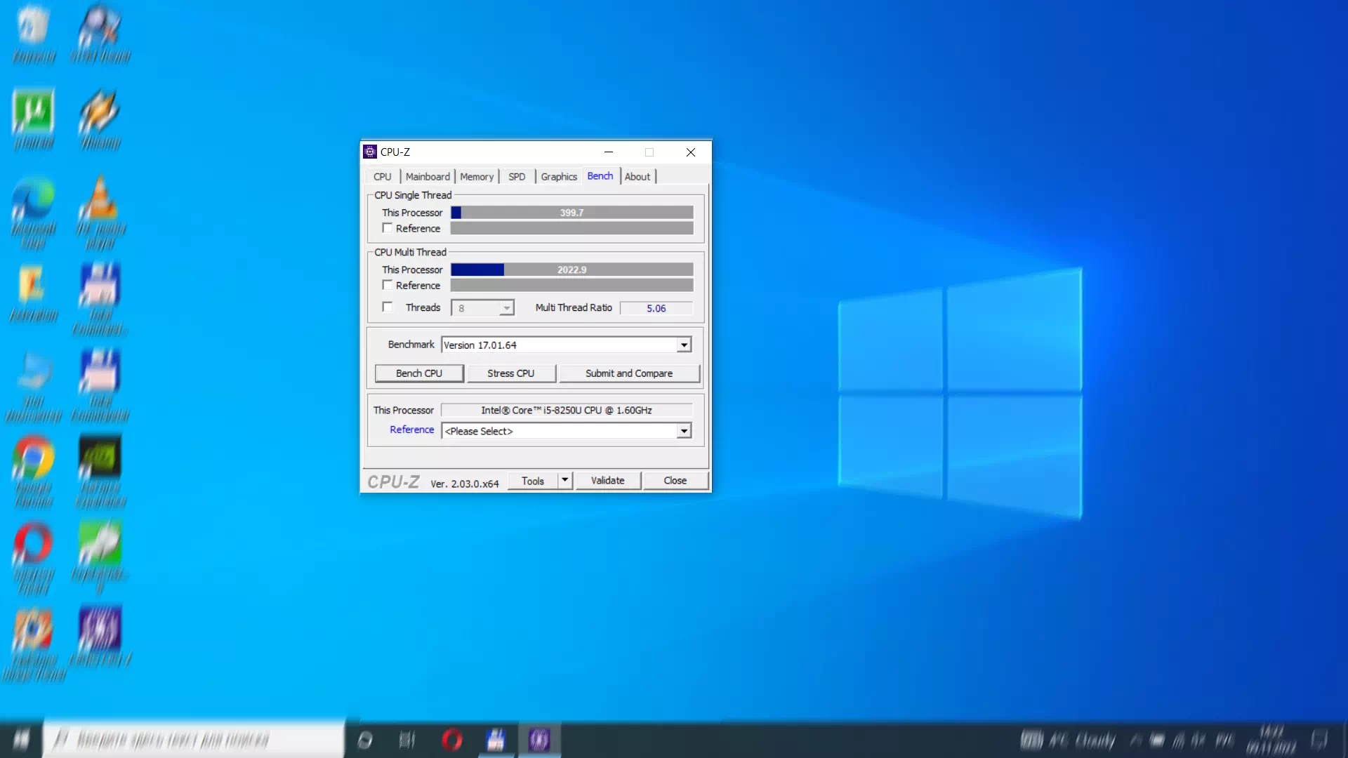 результаты HP Pavilion 15 на Intel Core i5-8250U в CPU-Z